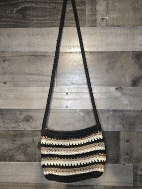 The Sak Woven Crocket Knit Striped Crossbody Bag